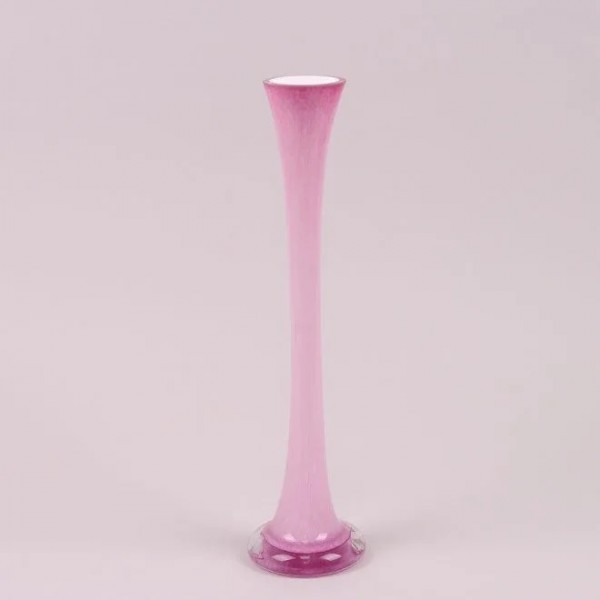 Ваза стеклянная Flora Pypa розовая 40 см. 8255