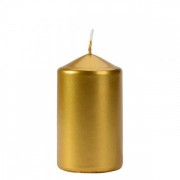 Свеча цилиндр Flora Bispol 6х10 см. золотая 27528