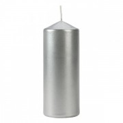 Свеча цилиндр Flora Bispol 6х15 см. серебряная 27533