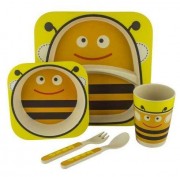 Набор детской бамбуковой посуды 5 предметов Stenson Пчелка MMS-MH-2770-3