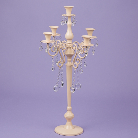 Свічник на 5 свічок із кристалами, кремовий Elso (2011-022)