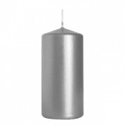 Свеча цилиндр Flora Bispol 6х12 см. серебряная 27531