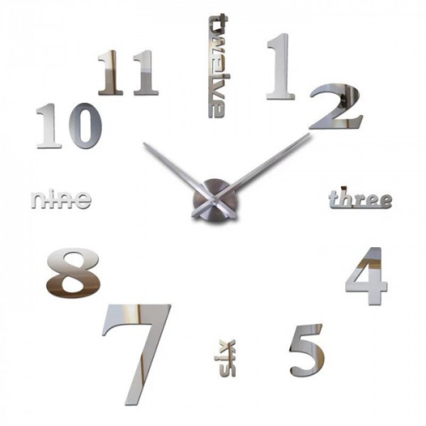 Настінний годинник Art 3D DIY ZH015 СЕРЕДНІ срібло