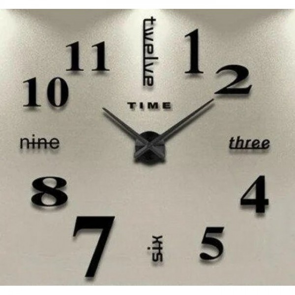 Настінний годинник Art 3D DIY ZH015 ВЕЛИКІ чорні