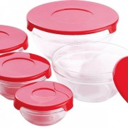 Набір ємностей 5шт Red Cherry (червоний колір) скляних із пластик кришкою MPL-0120G