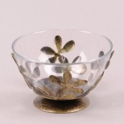 Конфетница стеклянная Flora на металлической подставке D-12.5 см. 3222