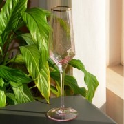 Набор бокалов под шампанское Art с золотым ободком розовый 300мл 6 шт ST121
