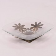 Фруктовница стеклянная Flora на металлической подставке 22х22 см. 3186