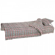Кровать на ламелях с постелью d25 мм бязь Цветная мелкая клетка Vitan
