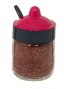 Спецовница с ложкой Herevin Spice Combine Colours MIX стекло розовая 200мл MLM-131505-560