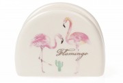 Салфетница керамическая Bon DM747-FL Розовый Фламинго с золотой надписью 10см
