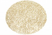 Підтарельник круглий Bon 444-127 Ажурні листочки, колір - золото, 38см