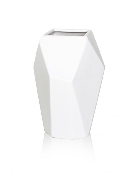 Ваза полигональная Полигон керамика 12.5*12.5*18 см Present 2501-18 Белая