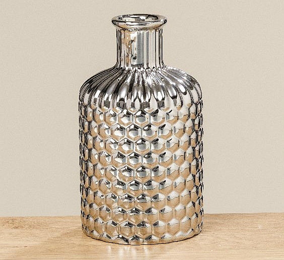Ваза Даниель бутылка  керамика h17см Present 1009840-1 серебрянная