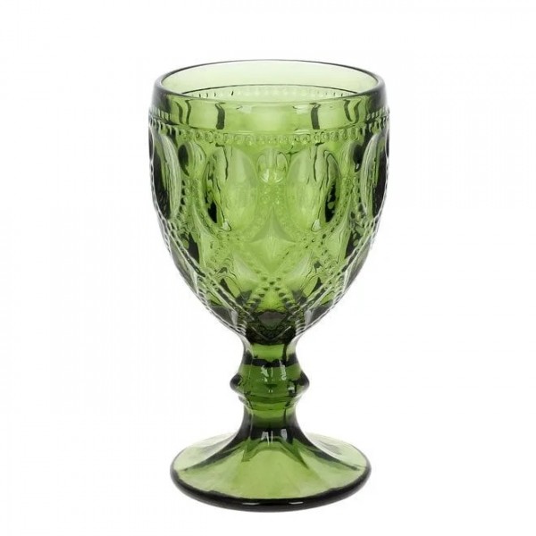 Набір склянок скляних для вина Flora оливковий (6 шт) 300 мл. 32363