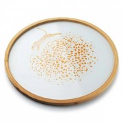 Поднос стеклянный круглый Flora Lampart Gold 38 см. 30408