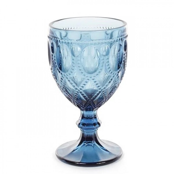 Набір склянок скляних для вина Flora синій (6 шт) 300 мл. 32362