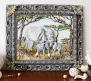 Панно картина об'ємна Сім'я слонів Present КР 906 кольорова