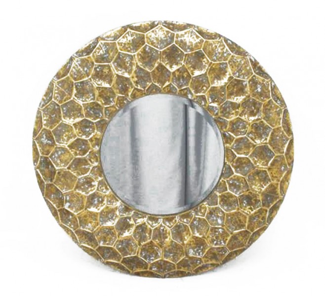 Декоративне дзеркало Колесо зі скла та металу Present 81384 Золото