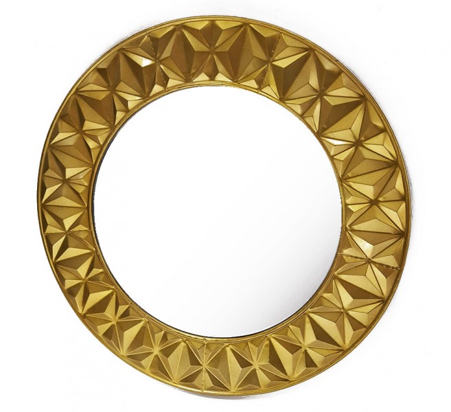 Настінне дзеркало кругле зі скла та металу Present 21020 Золото
