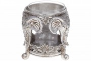 Подсвечник Bon Слоны со стеклянной колбой 450-913, 15см, цвет - серебро