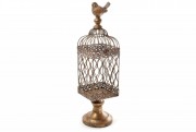 Декоративна клітка-свічник з пташкою Bon 430-305, 47см, колір - бронза