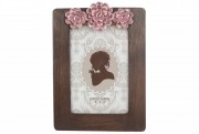 Рамка для фото прямокутна Bon 450-204 з об'ємним декором, 21см, колір темно-коричневий з рожевим