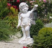 Садовая фигура Ангел с фонарем + LED Present 81х38х26 см ССП12208 Крем