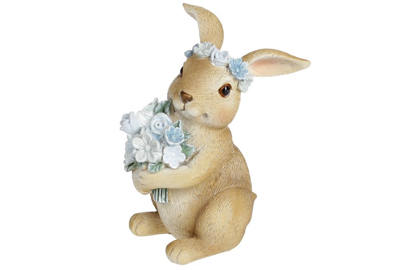 Набор декоративных фигурок Bon Кролик с цветами 707-552 (4 шт.), 11см, цвет - голубой