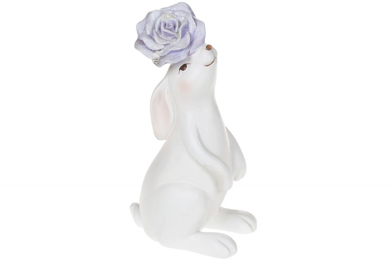 Декоративная статуэтка Bon Кролик с цветком 831-824, 16.5см