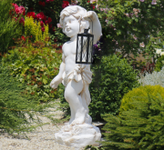Садова фігура Хлопчик із ліхтарем + LED Present 81х38х26 см ССП12208-1 Крем
