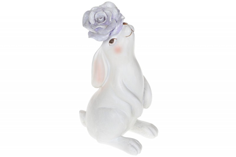 Декоративная статуэтка Bon Кролик с цветком 831-828, 21.5см