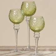 Набор 3-х подсвечников в форме бокала  стекло h30-40см Present 3373600 зеленый