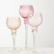 Набор 3-х подсвечников в виде бокала  стекло h30-40см Present 7057600 розовый