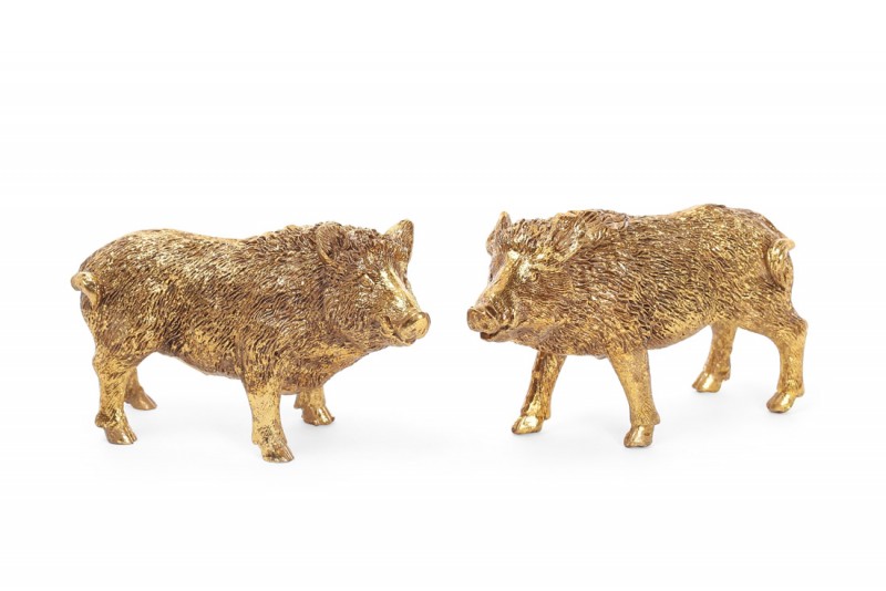 Набір декоративних статуеток Bon Wild boar 707-524 (6 шт.), 11см, колір - золото