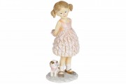 Декоративная статуэтка Bon Девочка со щенком 707-574, 15см, цвет - розовый