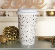 Чашка с крышкой золотая с Любовью керамика точка Present 1020340-2Т Белый