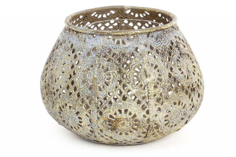 Декоративний металевий свічник Bon 589-129 зі скляною колбою 13.5см