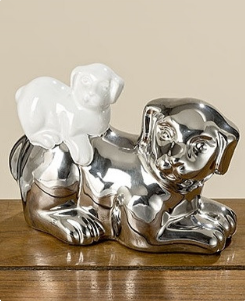 Статуетка Present собачка Феліція кольорова кераміка срібло h11см 1004812