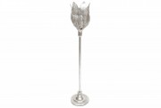 Свічник металевий Bon Квітка AL535 зі скляною колбою на високій ніжці, 104см
