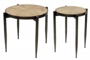 Набір столиків металевих Bon Хьюго TY1-215 (2 шт) з ялинковою стільницею, колір - чорний