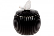 Банка порцелянова Bon Пташка 727-405 з об'ємним декором 1.35л, колір - чорний глянець