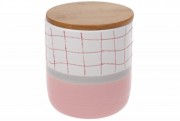 Банка керамическая Bon Клетка 945-312, 900мл, цвет - белый с розовым