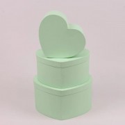 Комплект зеленых коробок для подарков Flora Сердце 3 шт. 38238