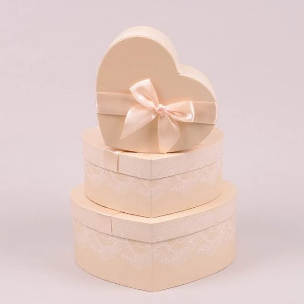 Комплект персиковых коробок для подарков Flora Сердце 3 шт. 38240