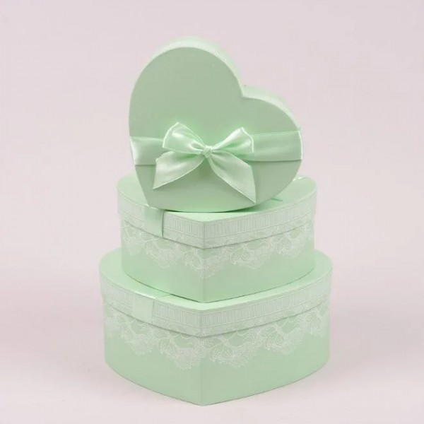 Комплект зелених коробок для подарунків Flora Серце 3 шт. 38241