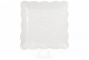 Набор блюд фарфоровых сервировочных квадратных Bon Кружево 988-141 (4 шт.), 25 см, цвет - белый
