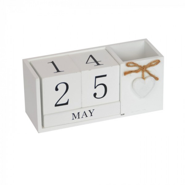 Вічний календар Art PR365 із підставкою для ручок білий