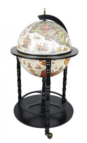 Глобус бар напольный Карта мира Present чёрный сфера 45 см 45001W-В