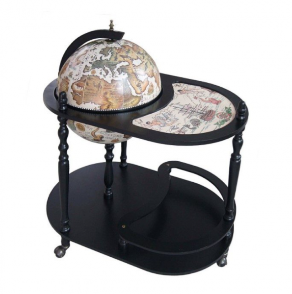 Глобус бар со столиком Карта мира Present черный сфера 42 см 42004W-B
